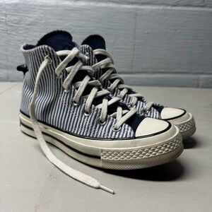 Woman’s (5.5) Converse Chuck 70s Blue and White Pinstriped